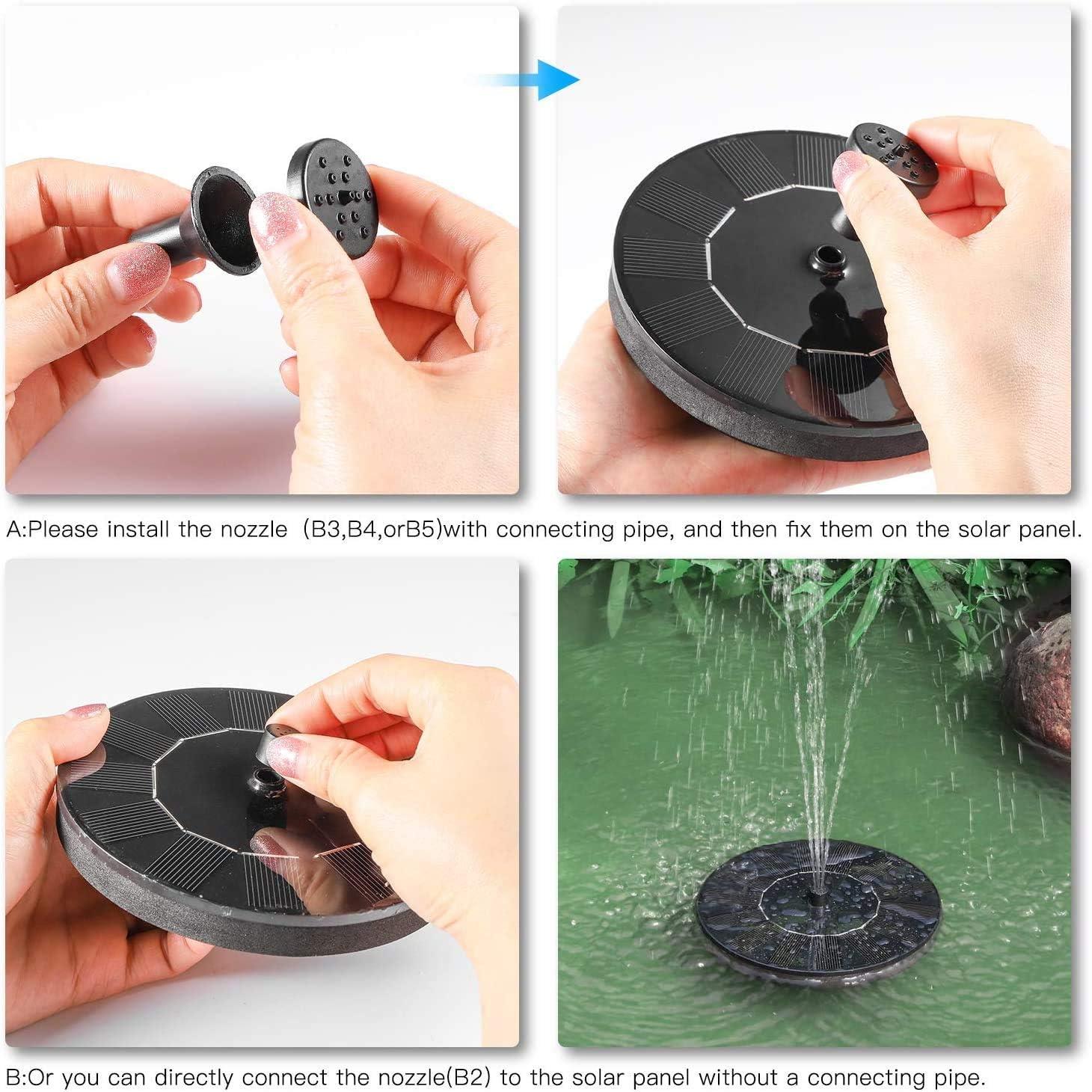 Fountain Solar Power Floating Water Pump for Pool Pond Garden and Patio Plants Round 7V 1.4W (Black) - KalaKirtiHub