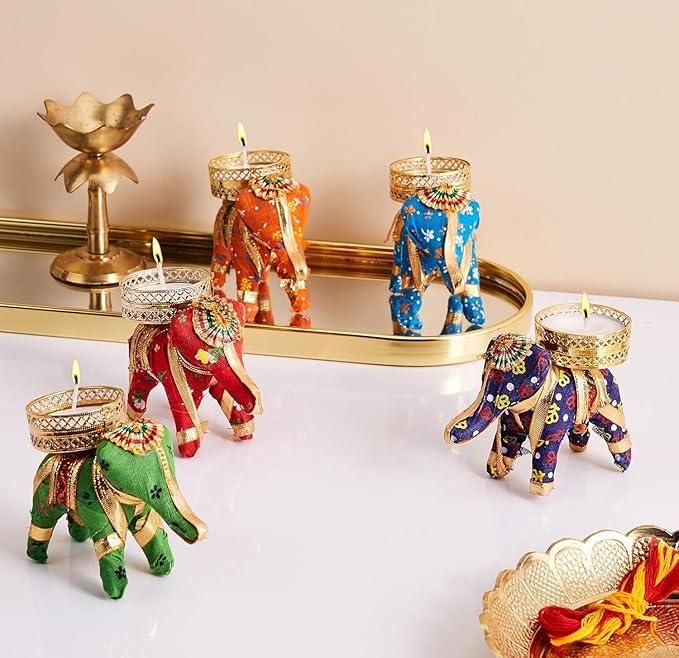 Rajasthani Elephant Tea Light Candle Holder (Pack of 4) ra4xqa-dd