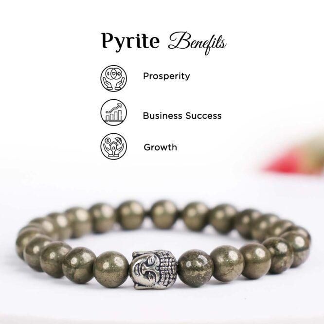 Unisex Pyrite Elastic Bracelet with Lucky Charm | KalaKirtiHub Jewelry ra4xqa-dd