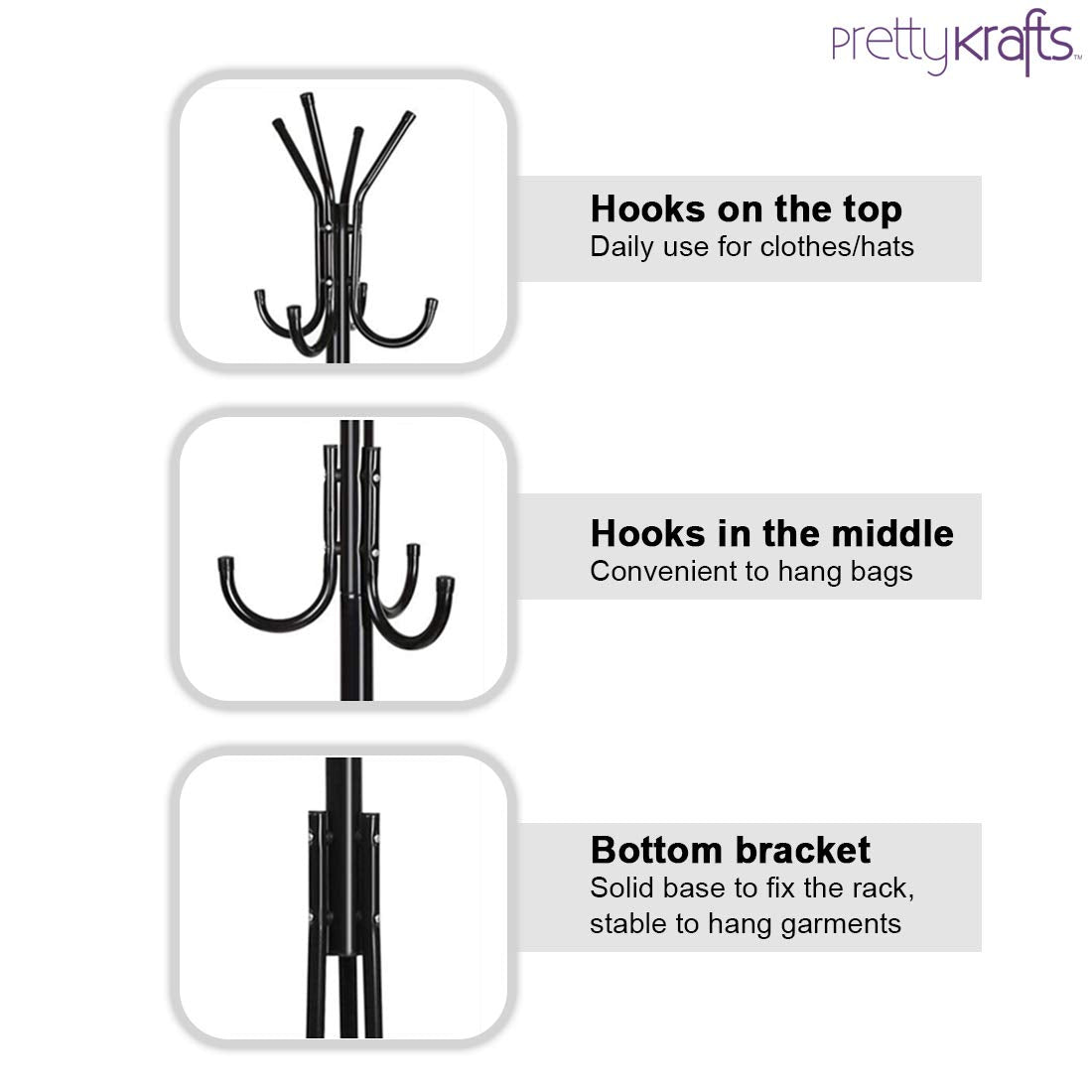 6-Hook Coat Hanger Stand – Wrought Iron Clothes Rack for Home ra4xqa-dd