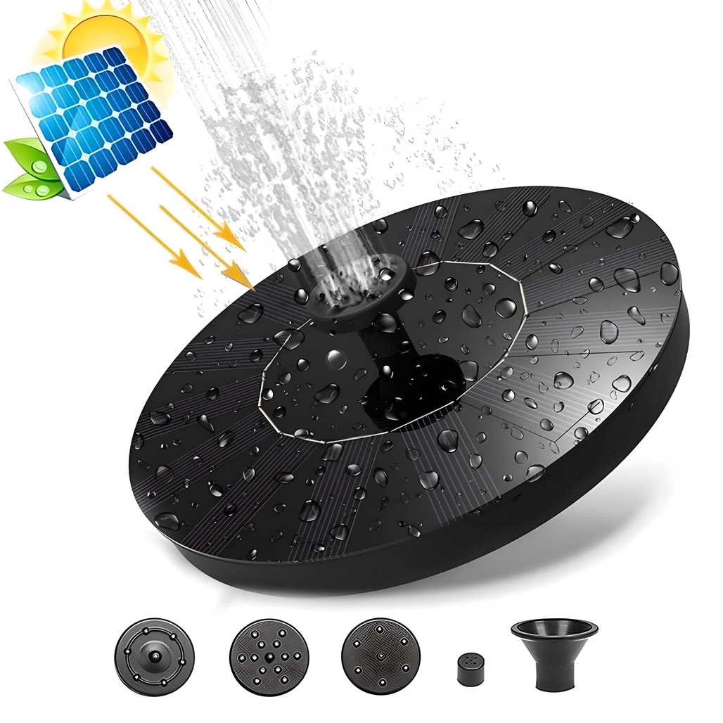 Fountain Solar Power Floating Water Pump for Pool Pond Garden and Patio Plants Round 7V 1.4W (Black) - KalaKirtiHub