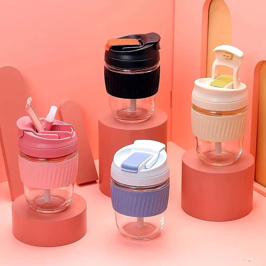 Glass Tumbler with Airtight Lid and Straw ra4xqa-dd