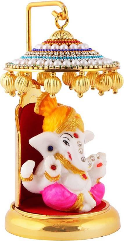 Ganesh Ji Idol Statue for Car Dashboard Showpiece - 6 cm  (Polyresin, Multicolor) - KalaKirtiHub