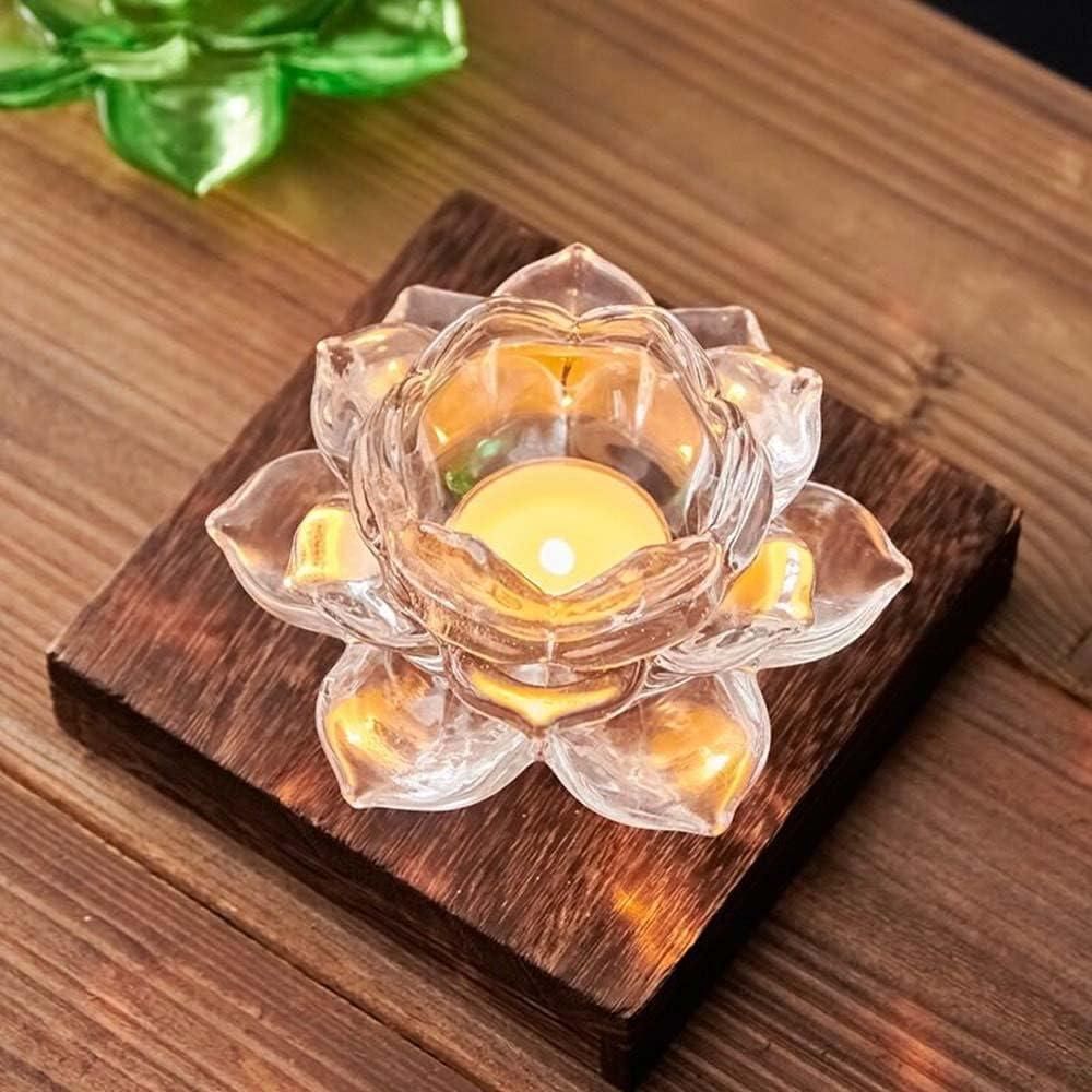 Glass Lotus Flower Tea Light Candle Holder Set ra4xqa-dd