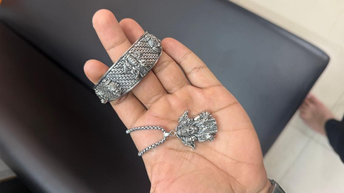 5-Mukhi Hanuman Kada with Munjai Pendant Chain | KalaKirtiHub Jewelry - KalaKirtiHub