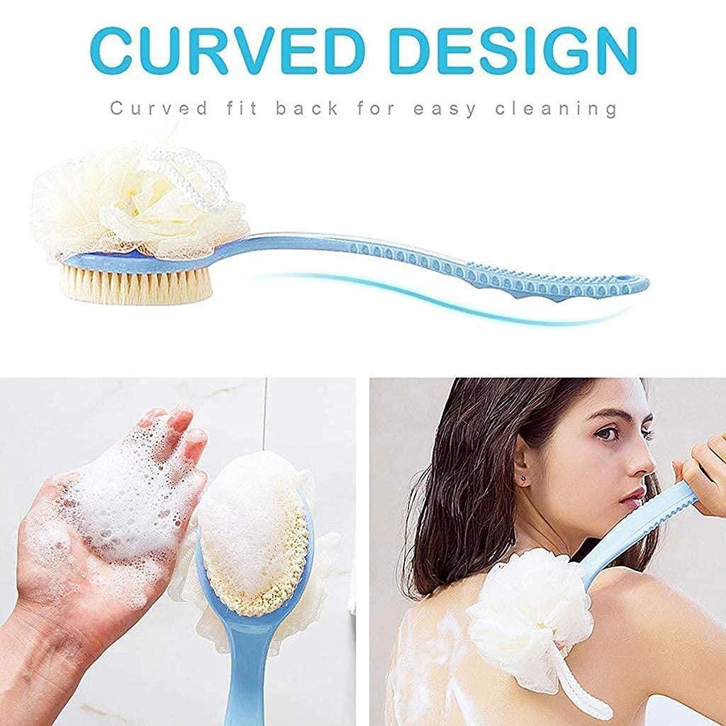 2-in-1 Loofah & Bath Brush with Handle – Double Sided Scrubber ra4xqa-dd