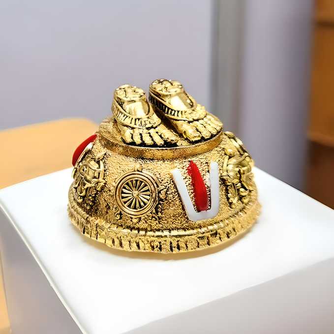 Gold Plated Antique Lord Balaji Charan Paduka | kalakirtihub ra4xqa-dd